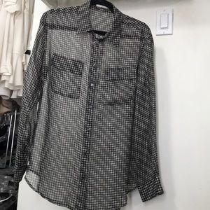 Equipment Silk Herringbone button up top size M